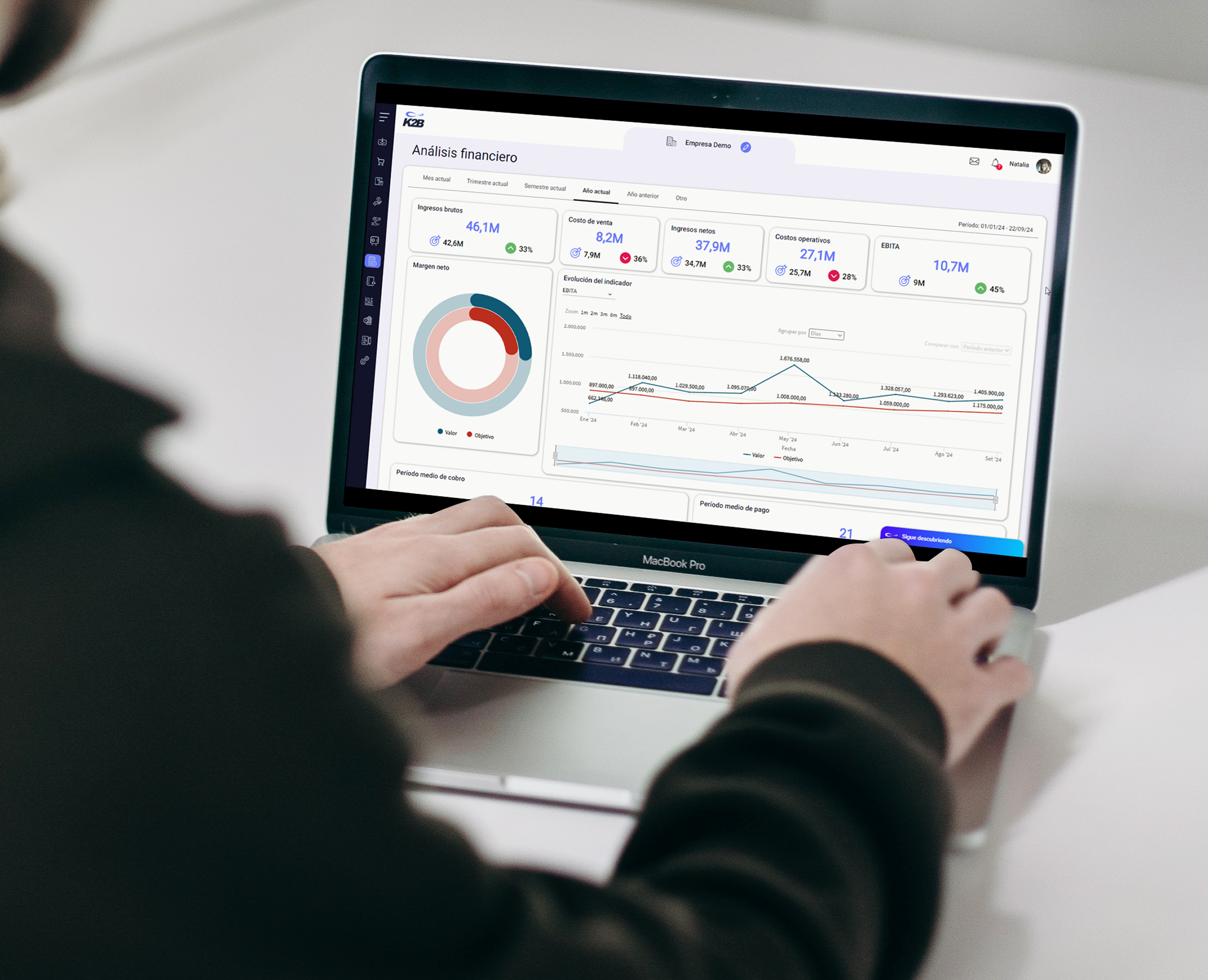 Dashboard ERP en laptop
